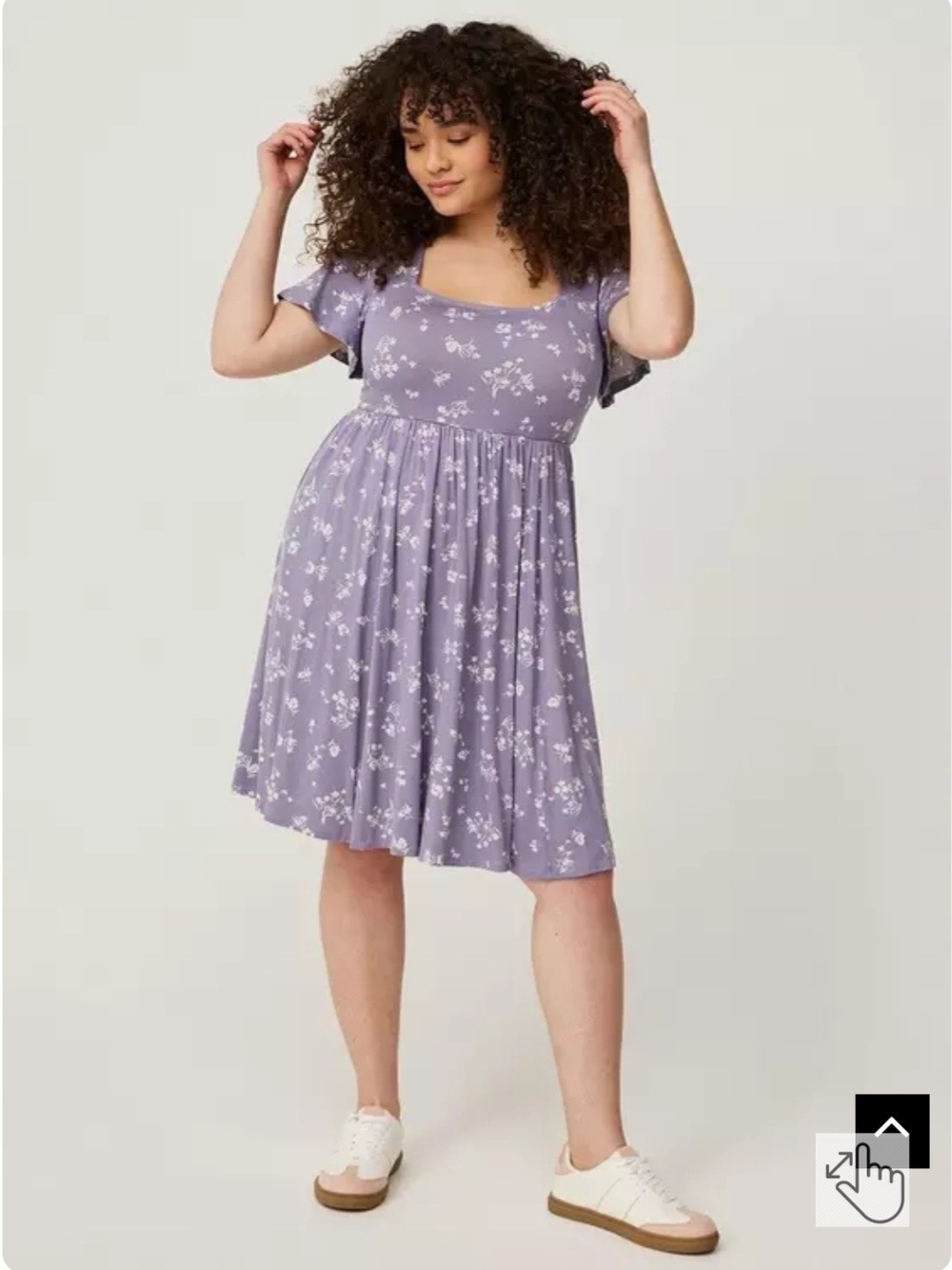 Torrid Lavender Floral Square-Neck Flutter-Sleeve Midi Dress - Picture 3 of 12